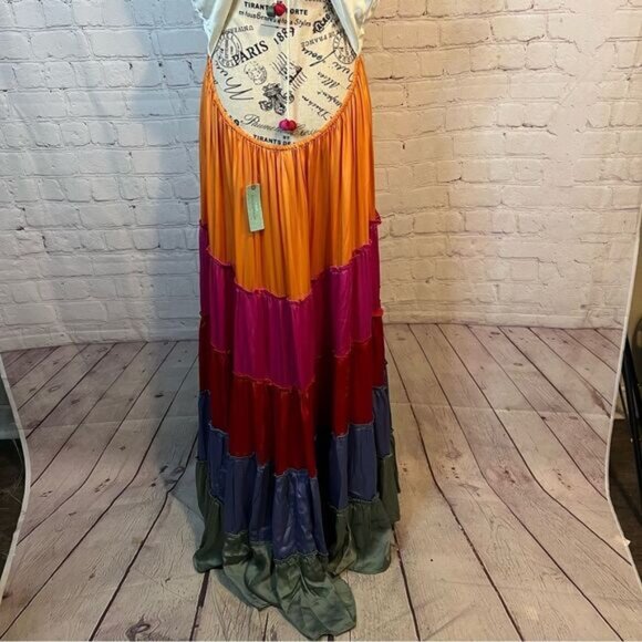 Anthropologie V-neck Tiered Rainbow Dress size 1X - Picture 6 of 9